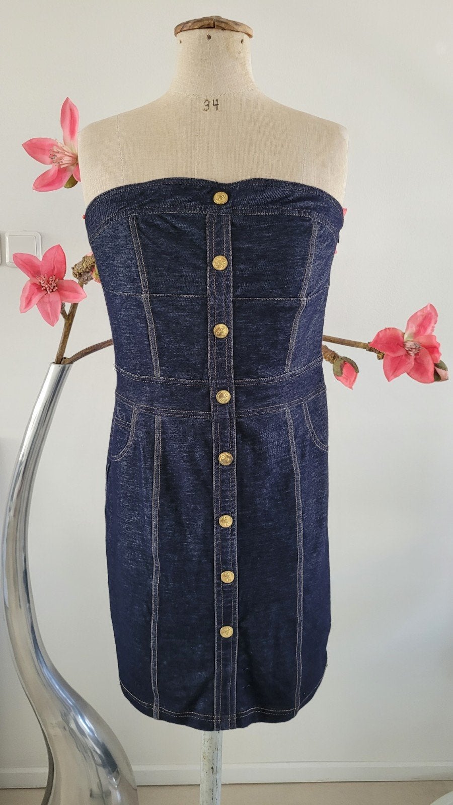 Redial spijkerjurk strapless maat L, Kleding | Dames, Blauw, Maat 42/44 (L), Ophalen of Verzenden, Zo goed als nieuw
