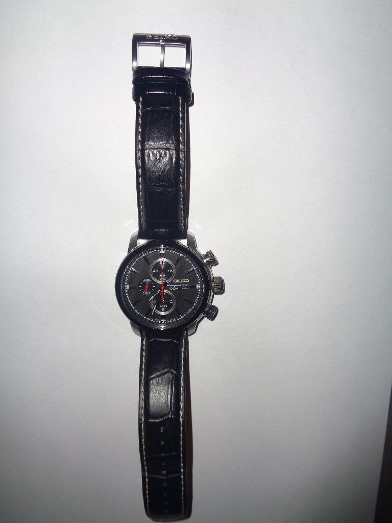 Te Koop: Seiko Herenhorloge Chrono 7T62 - OLGO Leather, Polshorloge, Ophalen of Verzenden, Overige materialen, Seiko