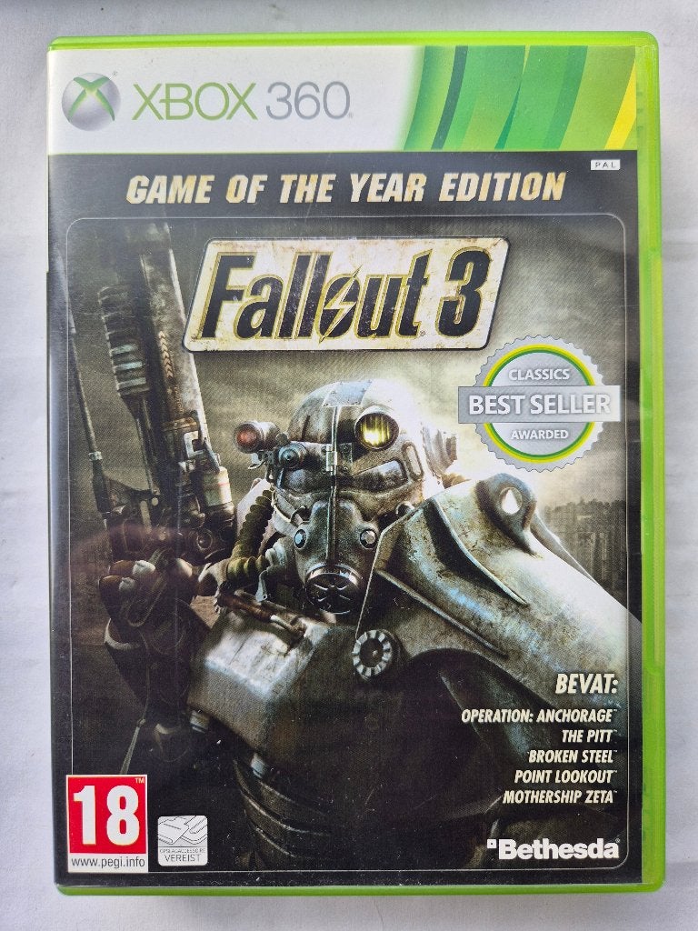 FALLOUT 3 game of the year edition, Gebruikt, 1 speler, Racen en Vliegen, Ophalen of Verzenden