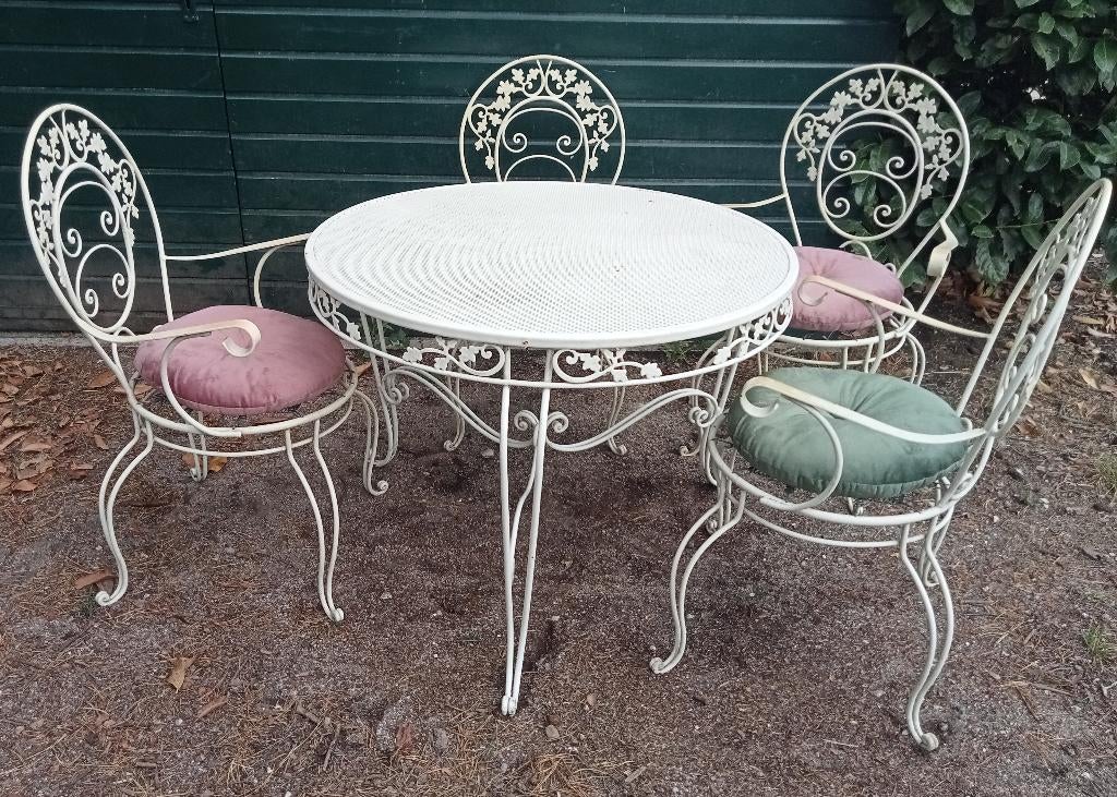 BROCANT SIERLIJK METALEN TUINSET SERRESET WIT, Ophalen, Gebruikt, Tuinset, Eettafel