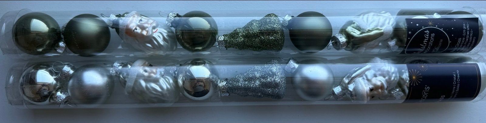 Decoris kerstballen set figuren glas-9 stuks!Groen & zilver., Diversen, Ophalen of Verzenden