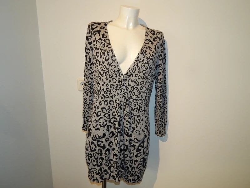 Marccain jaguar print vest langer model v hals N5/42, Verzenden, Maat 42/44 (L), Zo goed als nieuw, Grijs