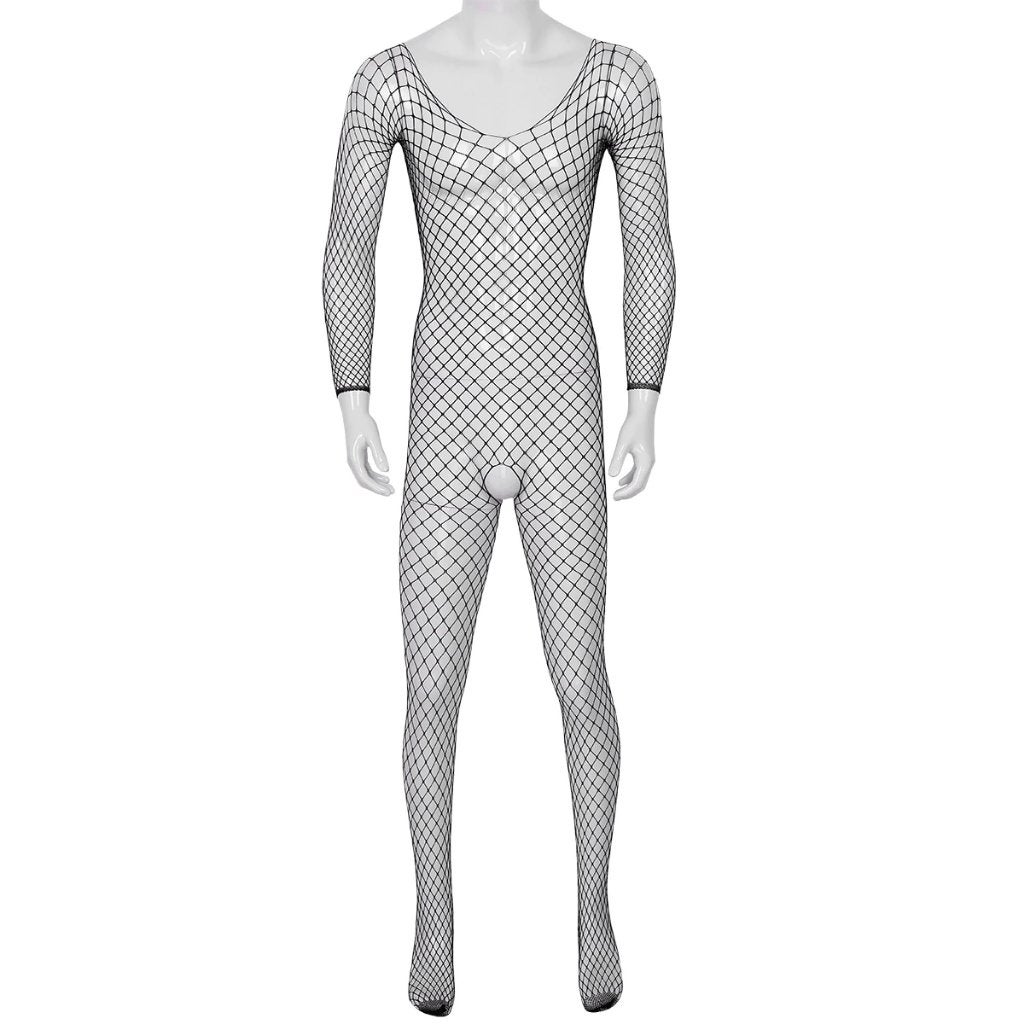 Heren zwarte fishnet body, Verzenden, Zwart, Overige typen