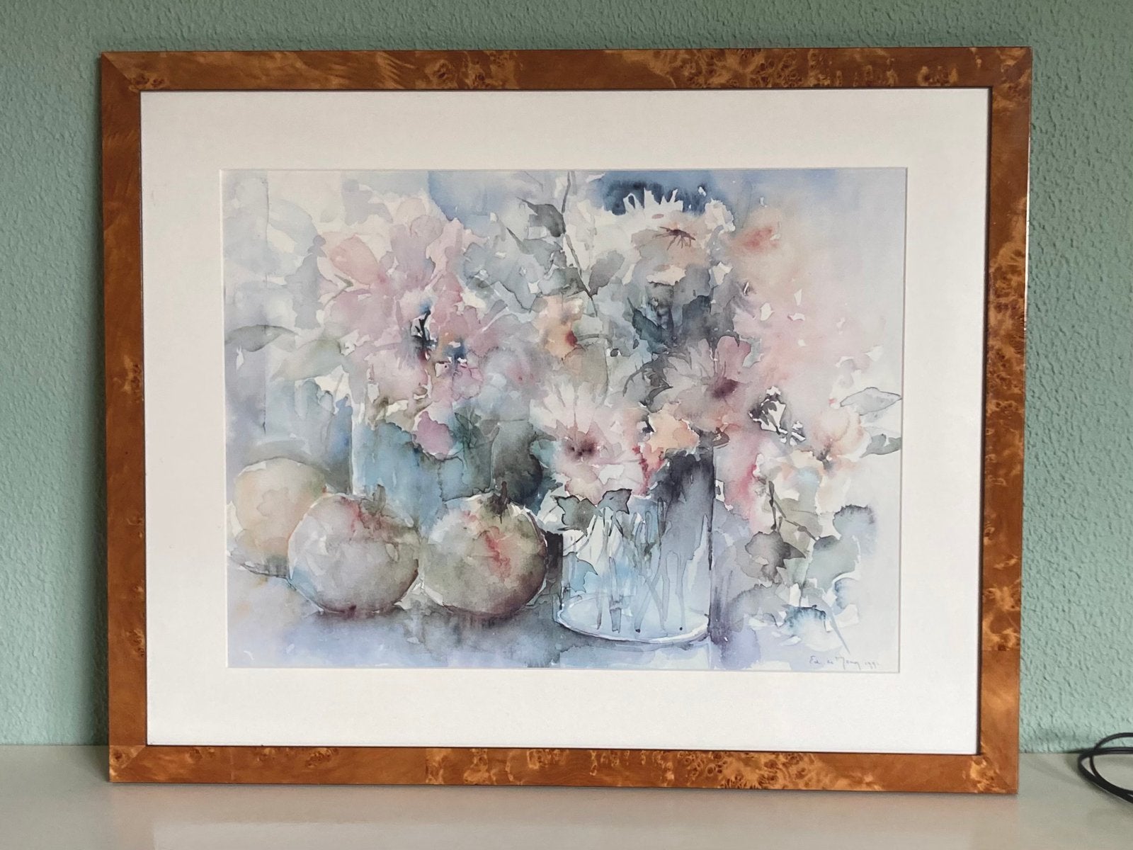 Prachtige aquarel van Ed de Jong, Antiek en Kunst, Ophalen, Achter glas, Bloemen