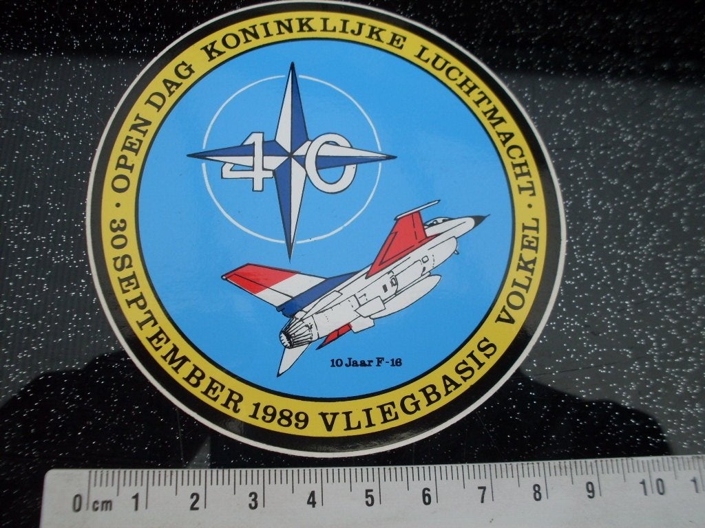 sticker open dag KLu vliegbasis volkel 1989 10 jaar F-16, Verzamelen, Verzenden, Zo goed als nieuw, Bedrijf of Vereniging