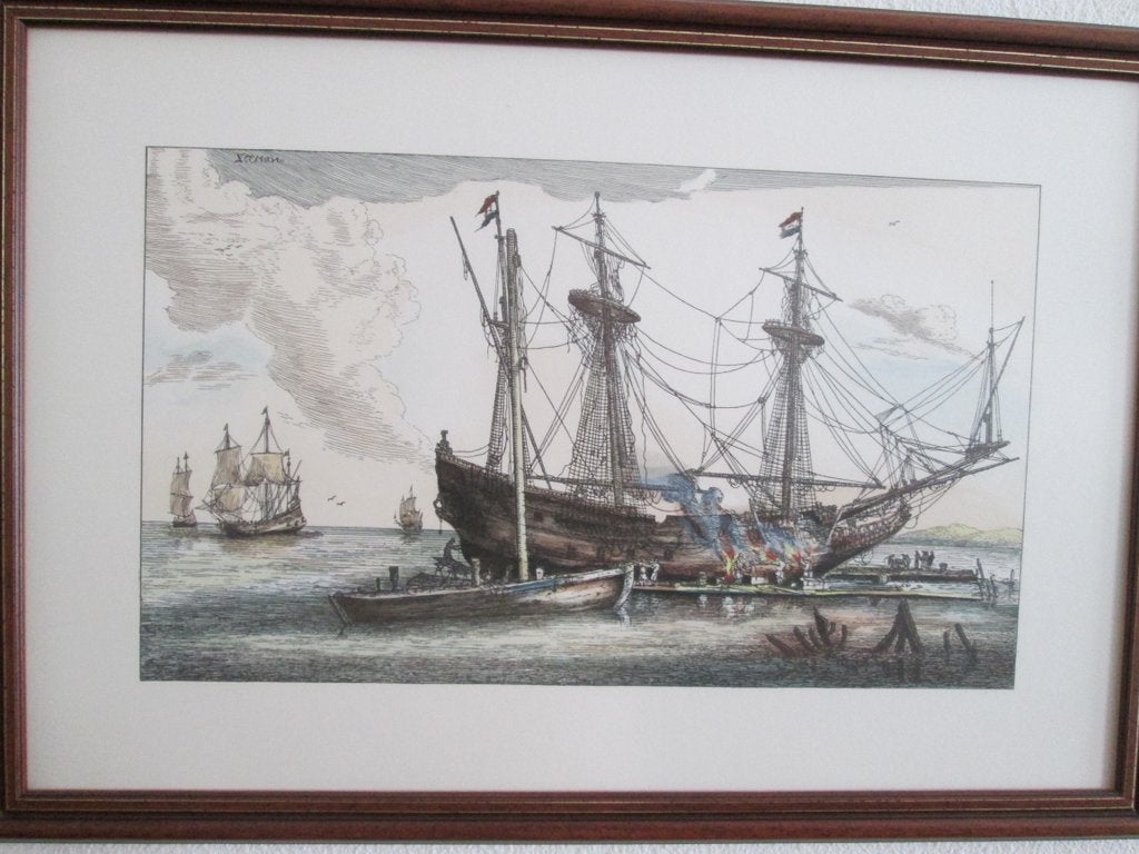 Puntgave ingelijste zeefdruk, Antiek en Kunst, Ophalen