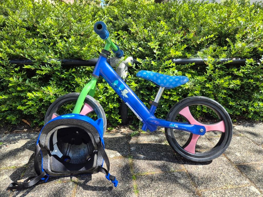 PJ Masks Loopfiets met helm - Blauw/Groen/Roze, Ophalen, Gebruikt, 16 tot 20 inch, PJ Masks