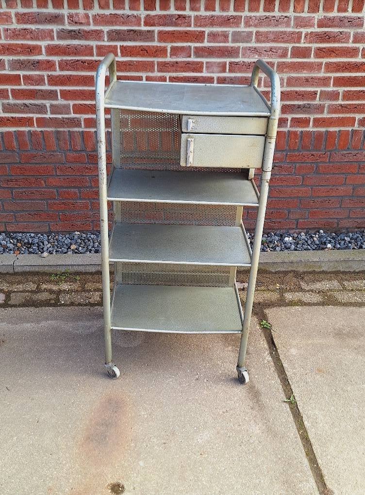 Vintage design trolley van Heliolithe (uit Frankrijk)., Ophalen, Minder dan 55 cm, Gebruikt, Metaal of Aluminium