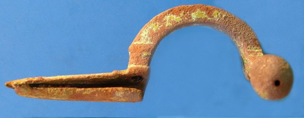 Fibula Crossbow Keller-Pröttel  L115mm  a004, Ophalen of Verzenden, Brons
