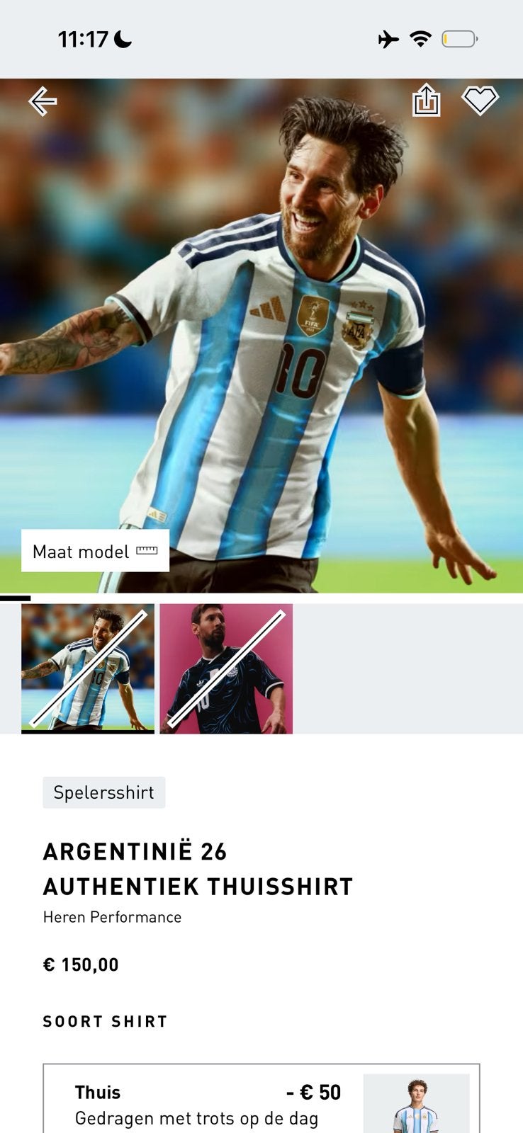 Authentic messi shirt met wk badge maat M, Ophalen
