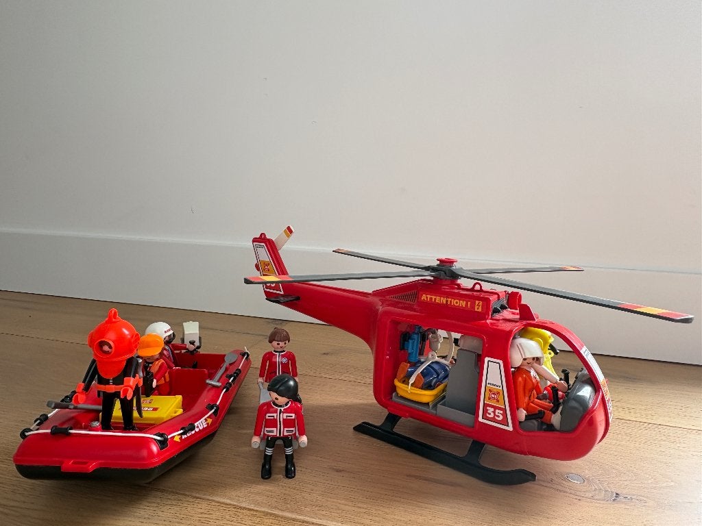 Playmobile reddingshelikopter en boot 4428, Complete set, Voertuig, Ophalen of Verzenden, Zo goed als nieuw