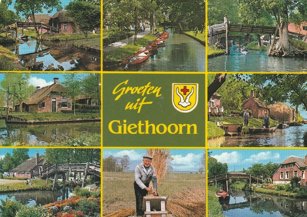 GIETHOORN Dorpsgezichten Rietwerker Groeten, Verzenden, 1980 tot heden, Gelopen, Overijssel
