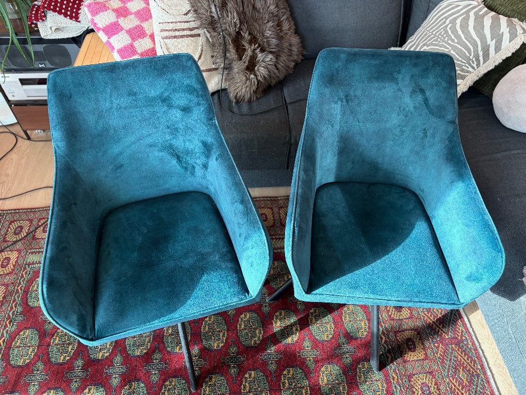 2x Draaibare Eetkamerstoelen - Petrol Blauw, Ophalen, Gebruikt, Twee, Stof
