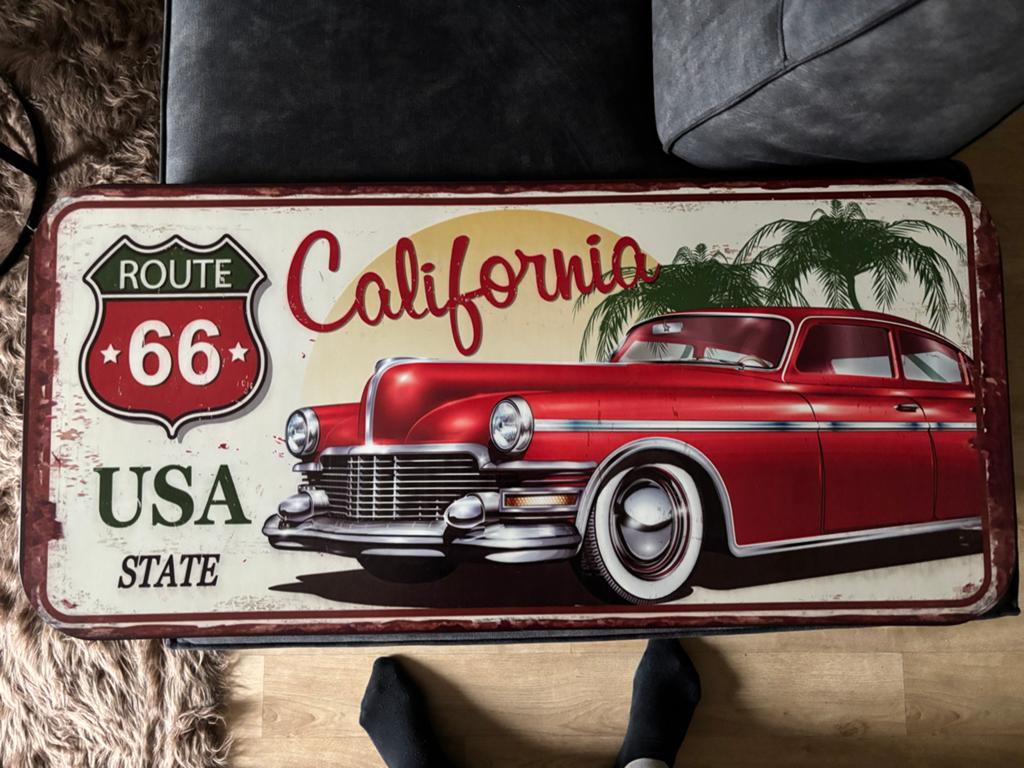 Route 66 California USA State metalen wandbord, Ophalen, Gebruikt, Metaal, Wandbord of Wandpaneel