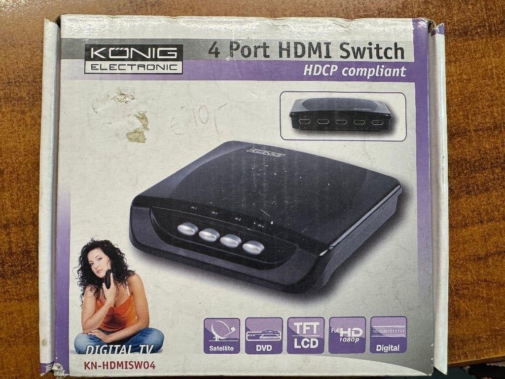 Konig 4-port HDMI Switch HDCP Compliant, Audio, Tv en Foto, Converters, Ophalen of Verzenden, Nieuw