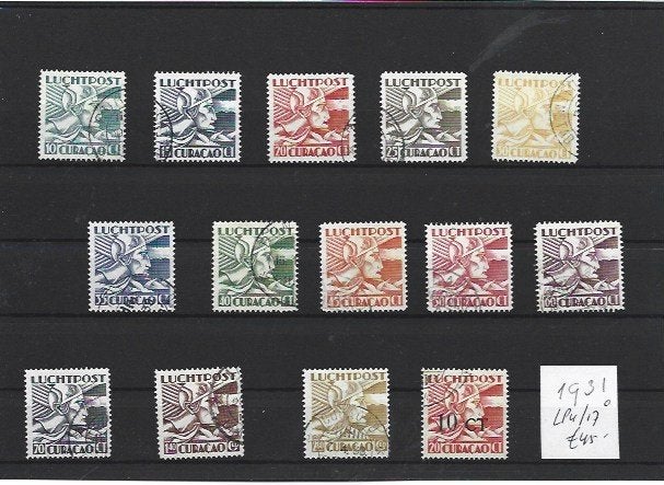 Curacao serie L.P. 1931 nrs: 4/17 gestempeld c.w 45 euro, Ophalen of Verzenden