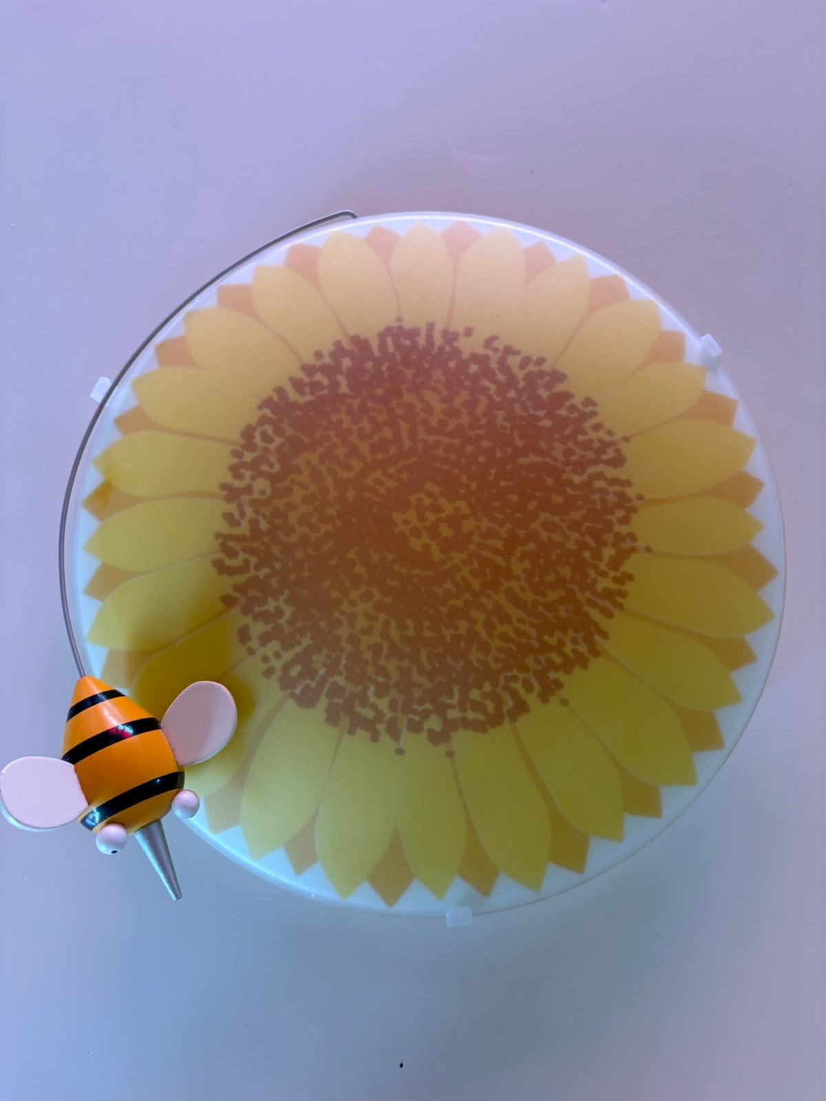 Plafonniere zonnebloem met bij, Ophalen of Verzenden, Geel, Gebruikt, Plafondlamp