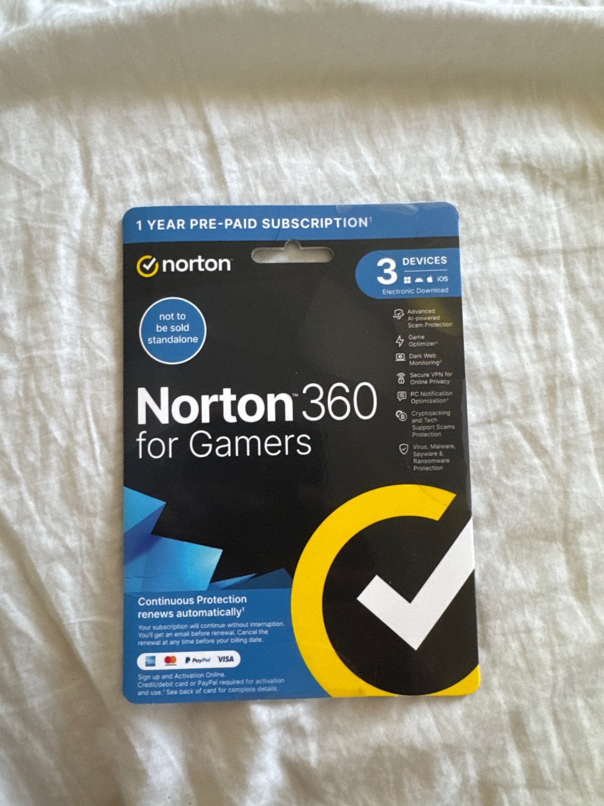 Norton 360 for Gamers (1 Jaar / 3 Apparaten) - Activatiecode, Ophalen of Verzenden, Nieuw, MacOS