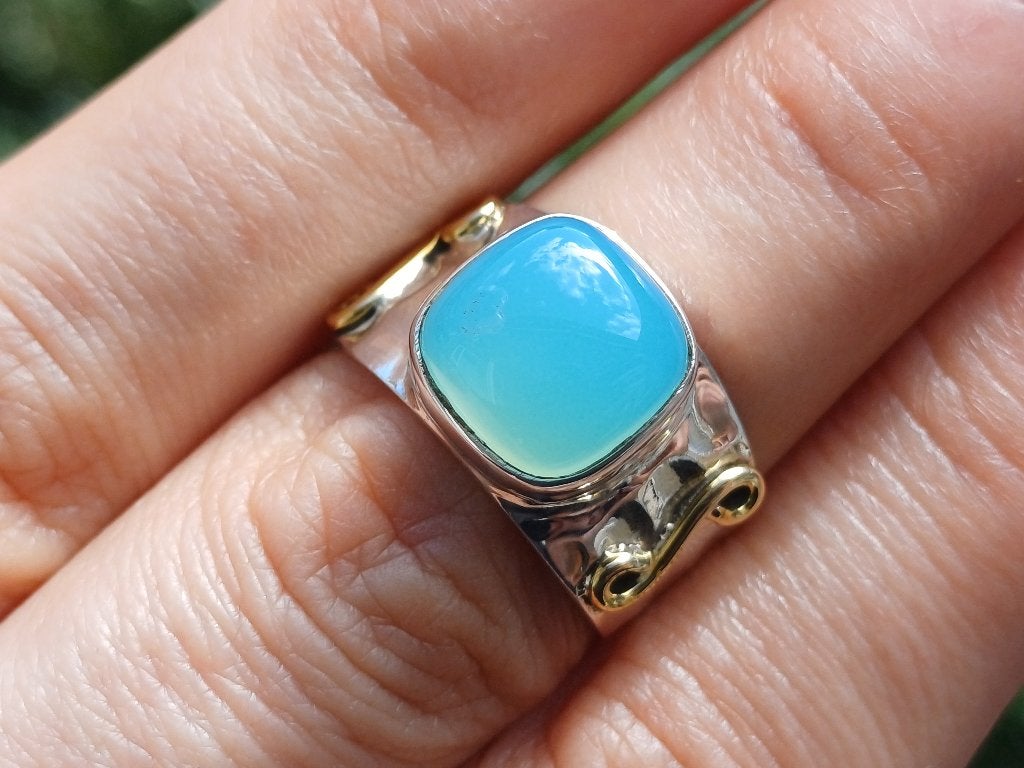 Vanoli 925 zilveren ring met chalcedoon maat 17,25, Daiva1973@hotmail.com, Vanoli, Blauw, Amsterdam