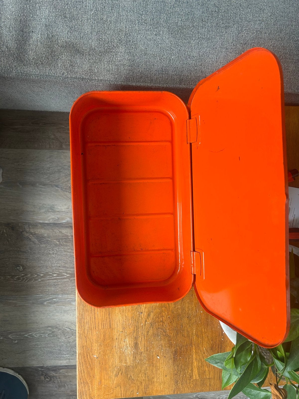 Vintage Brabantia schoenenpoetsdoos oranje-Retro Jaren70, Ophalen