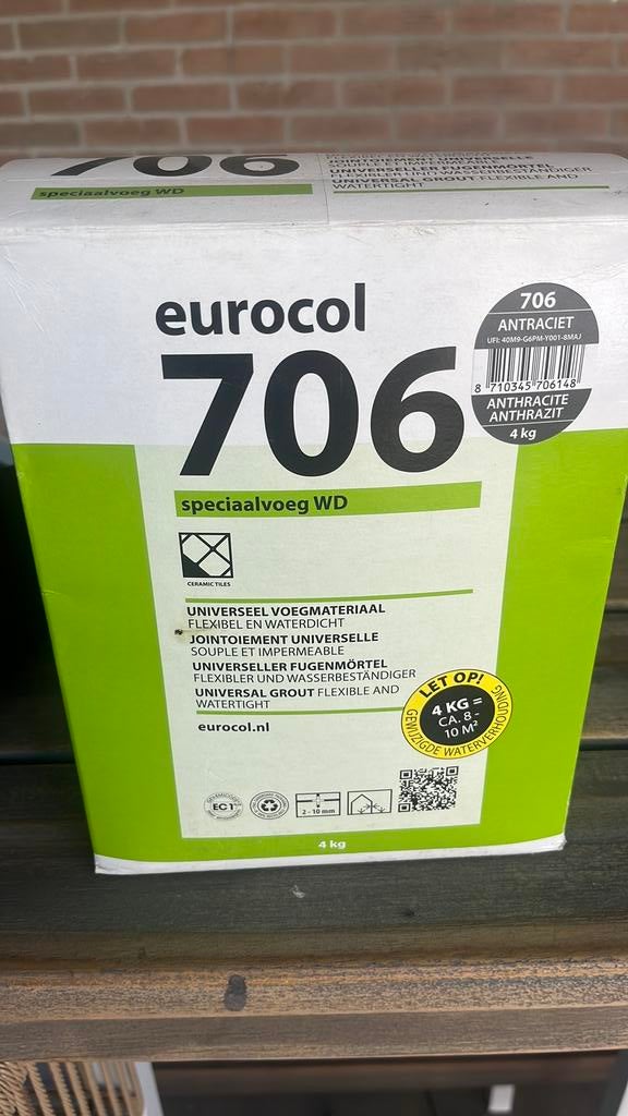 Eurocol 706 antraciet voeg, Zo goed als nieuw, 10 m² of meer, Overige materialen, 60 cm of meer
