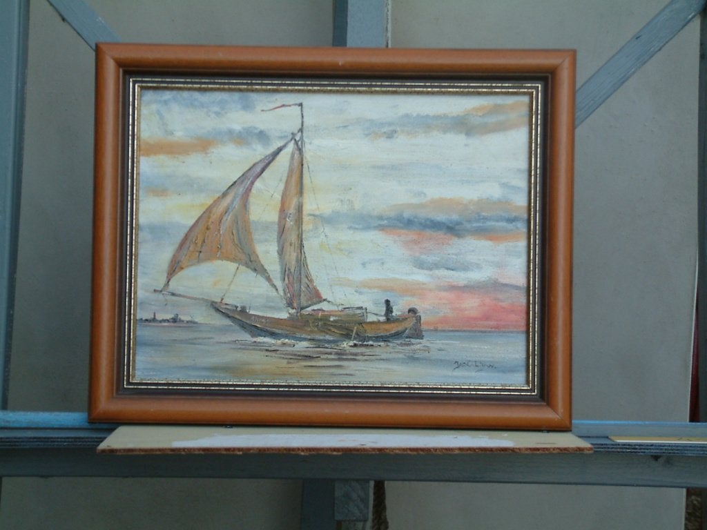 Hoogaars  als jacht  Jac Caljouw  Arnemuiden, Maritiem / water, Doek, Ophalen of Verzenden, Olieverf
