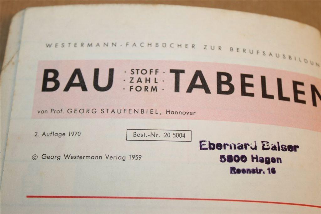 Bau-Tabellen — Bouwvak Tabellen, Normen & Berekeningen 1970, Ophalen of Verzenden, Gelezen, Bouwkunde