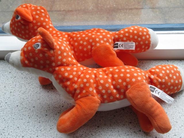 3 x Oranje met witte vos of vosje van Hema zacht velours, Oranje, Hema, Ophalen of Verzenden, Zo goed als nieuw