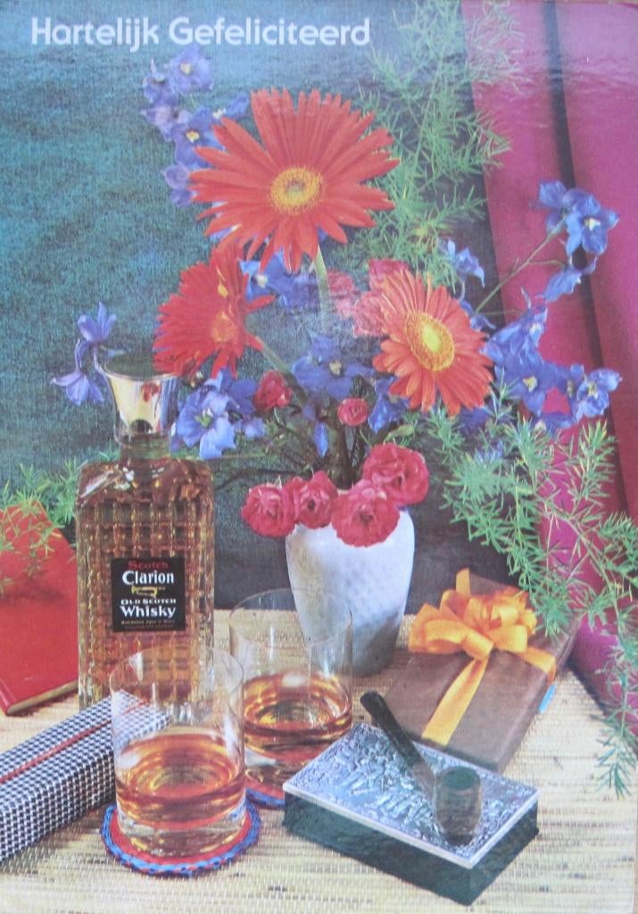 hartelijk gefeliciteerd - Clarion whiskey en een pijp, Verzamelen, Ansichtkaarten | Themakaarten, Verzenden, 1960 tot 1980, Ongelopen