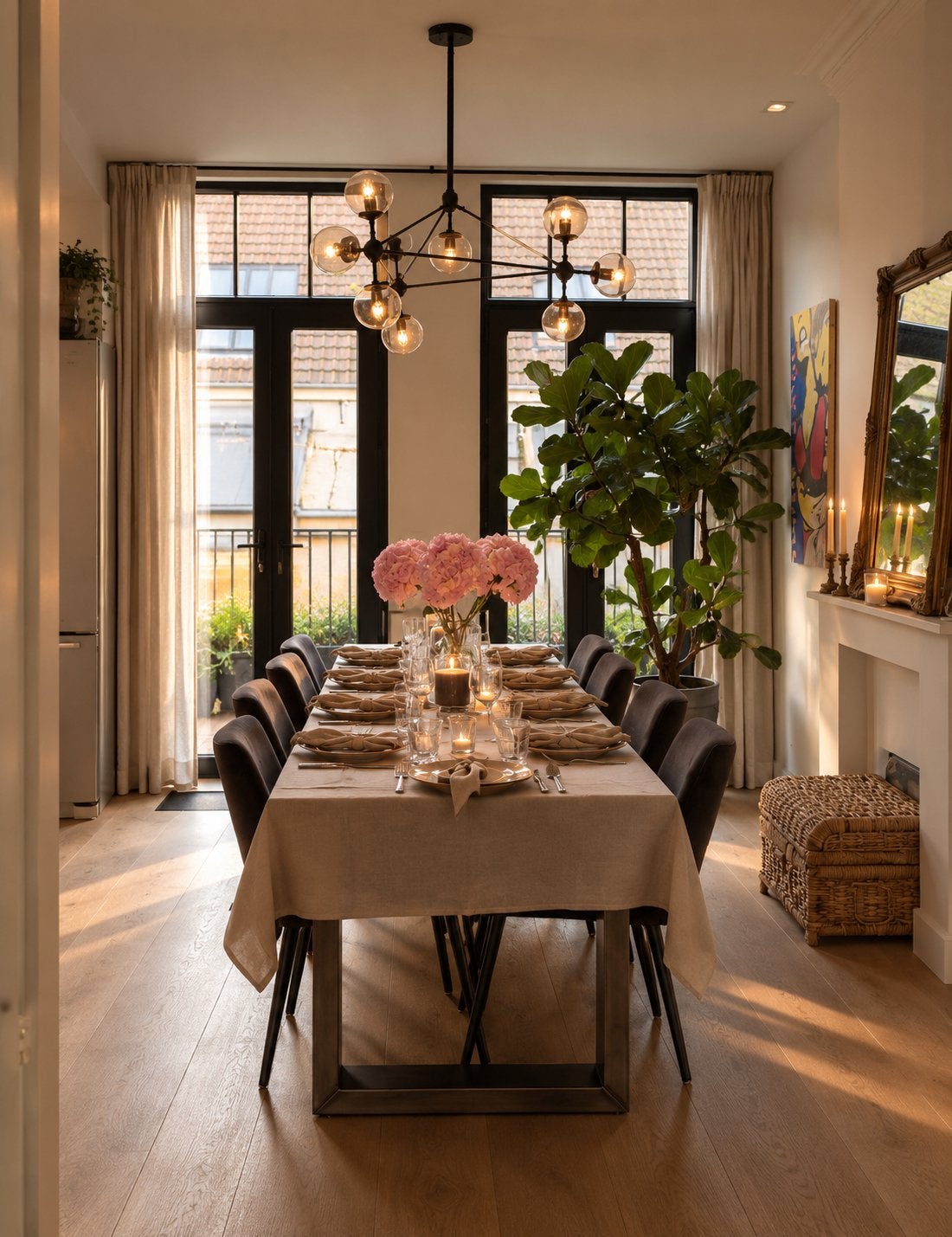 Moderne hanglamp met bollen, mooi warm licht., Ophalen, Gebruikt, Glas, E27 (groot)