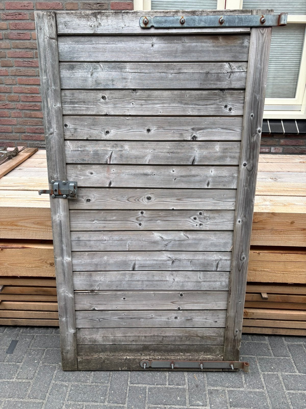 Schuttingdeur inclusief hardhout paal, Ophalen, 1 tot 2 meter, Minder dan 3 meter, Zo goed als nieuw