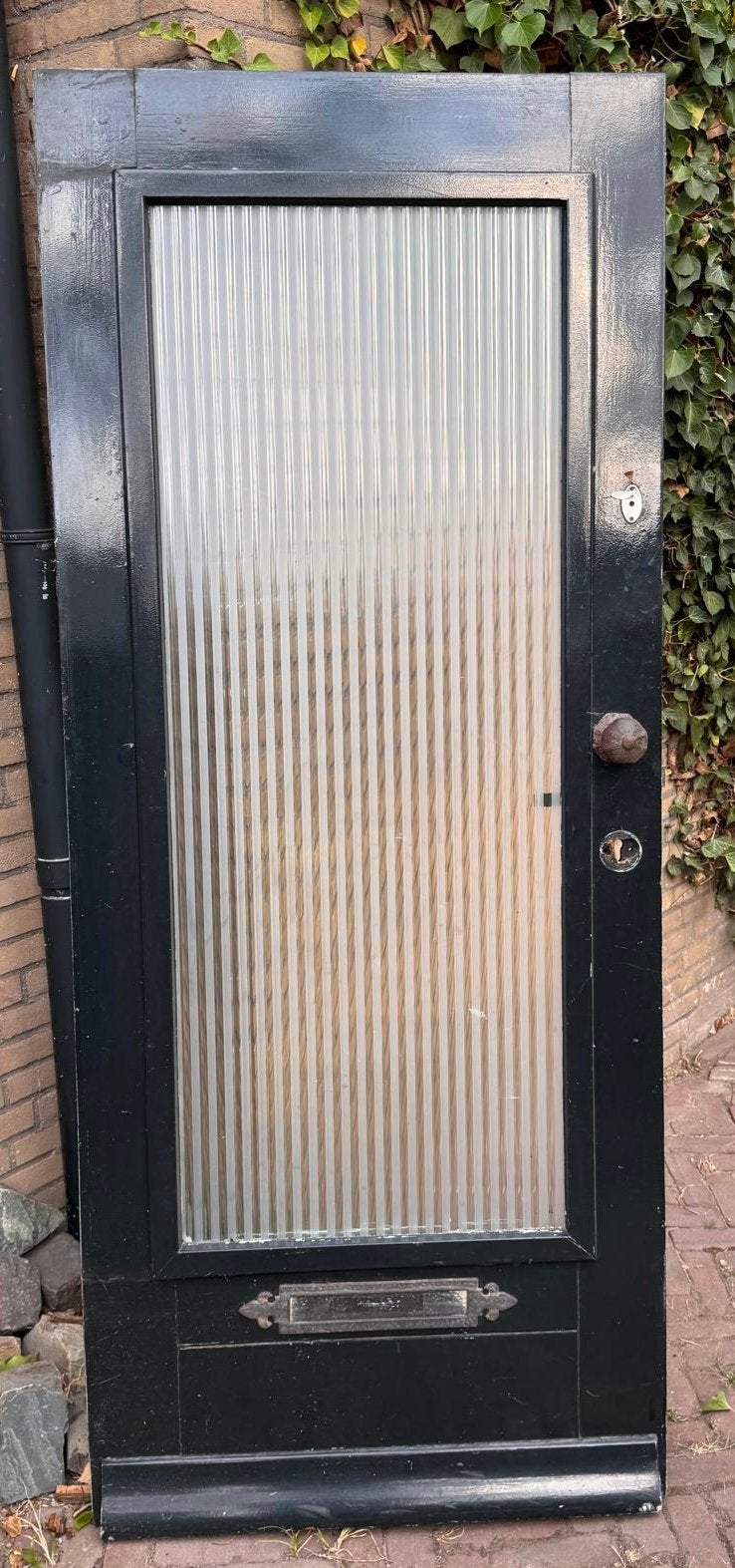Houten voordeur met glas - Klassiek en stevig, Ophalen, Gebruikt, 80 tot 100 cm, Buitendeur