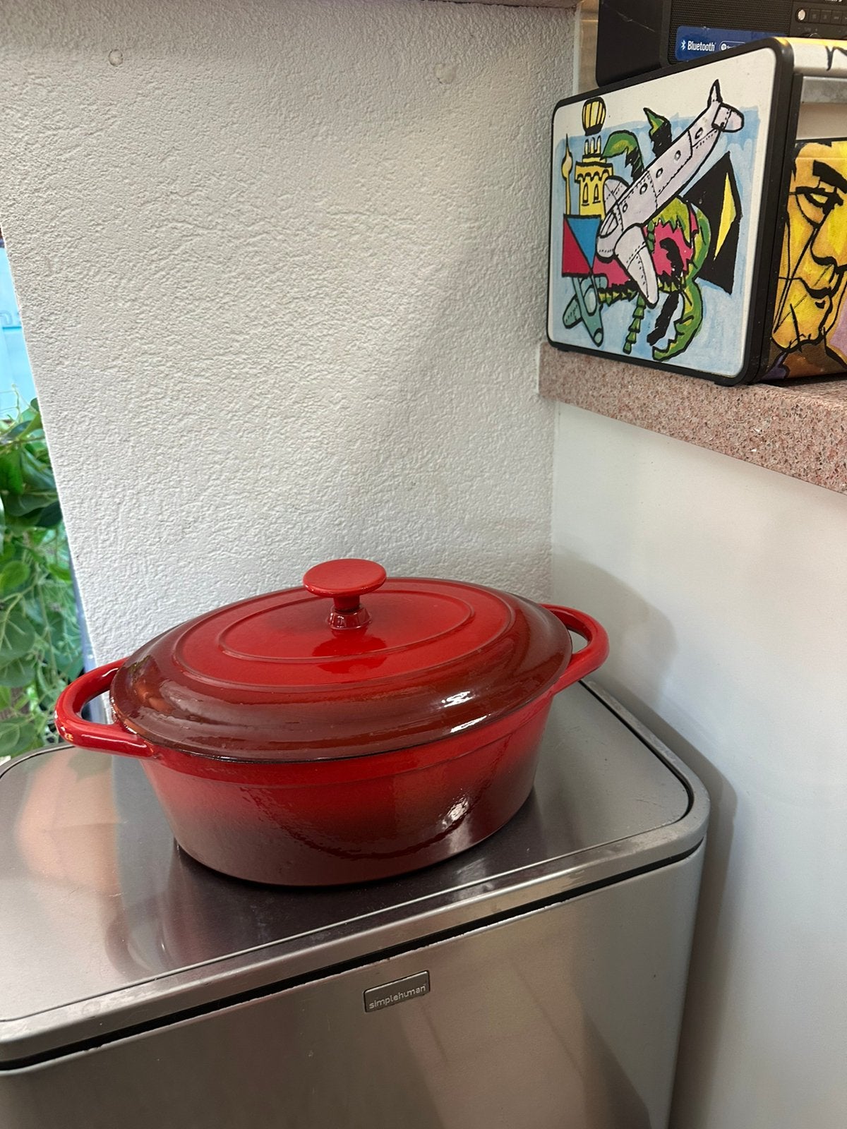 ERNESTO Gietijzeren braadpan rood - 4L - Geëmailleerd, Huis en Inrichting, Ophalen, Zo goed als nieuw, Gietijzer