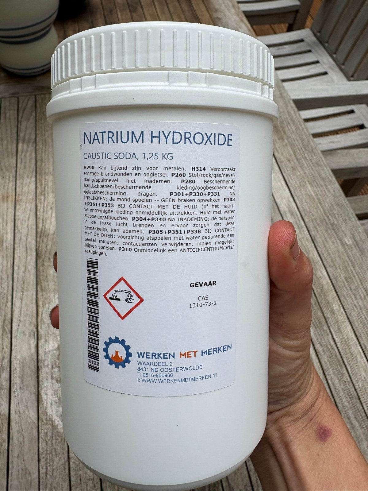 Natrium Hydroxide (Caustic Soda) 1.25 KG natriumhydroxide, Ophalen of Verzenden, Nieuw