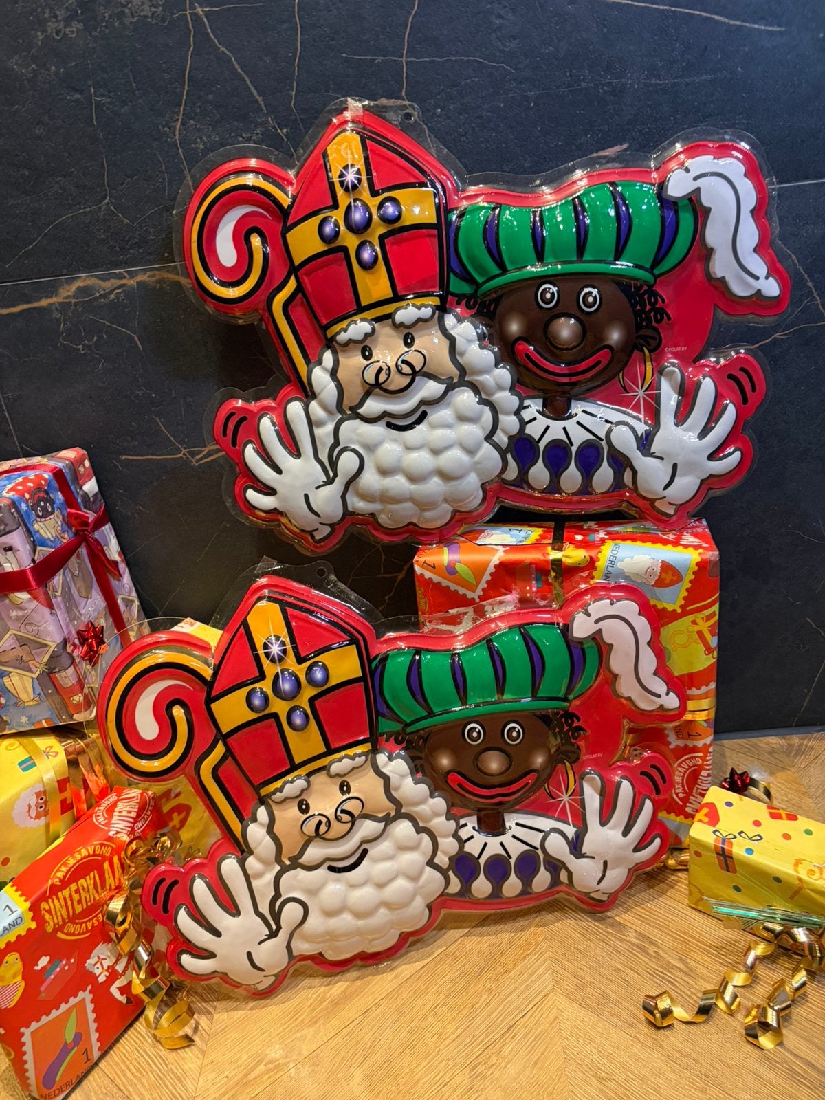 Sinterklaas zwarte piet raam deco plastic vintage versiering, Ophalen of Verzenden