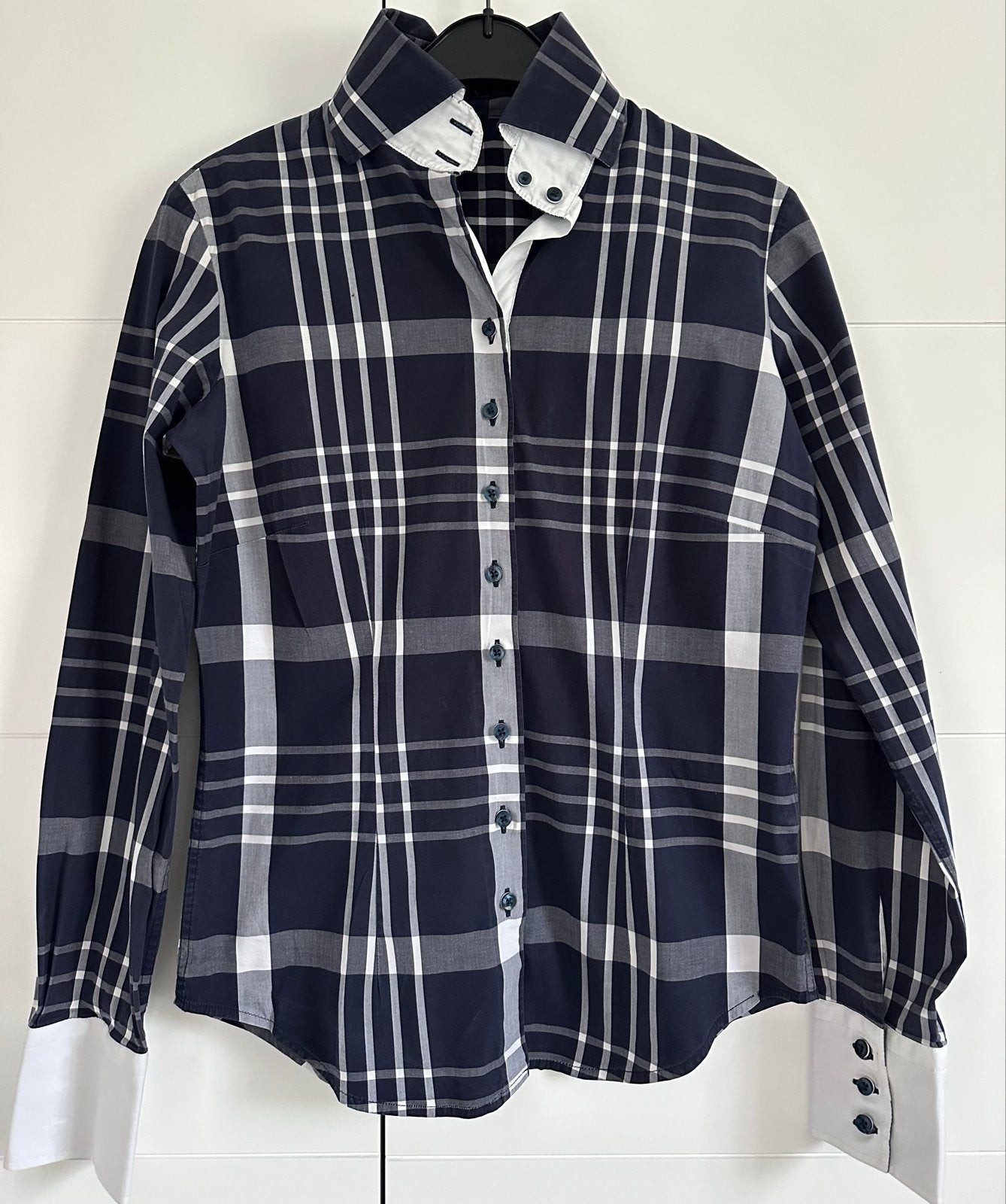 R2 Westbrook geruite blouse - Maat 38, Verzenden, Zo goed als nieuw, Maat 38/40 (M), Blauw
