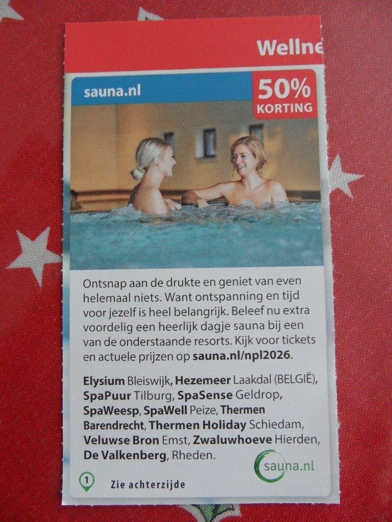 Sauna kortingsbon, Twee personen, Kortingsbon, Spa of Sauna