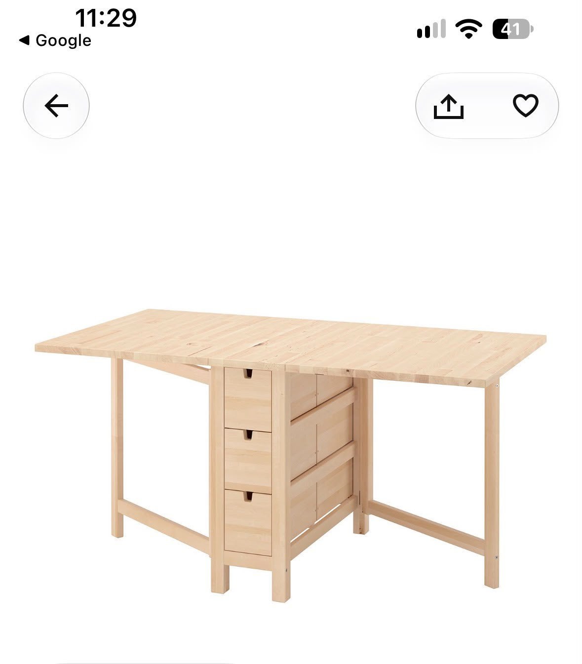 Houten klaptafel met lades - IKEA (NORDEN), Ophalen, Zo goed als nieuw