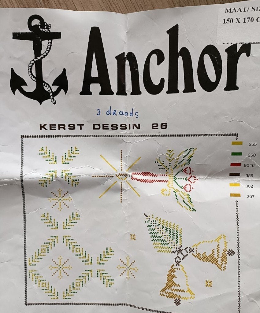 Borduurpakket linnen tafelkleed bedrukt Kerst 150x170 (KH7), Ophalen of Verzenden, Nieuw, Handborduren, Borduurpakket