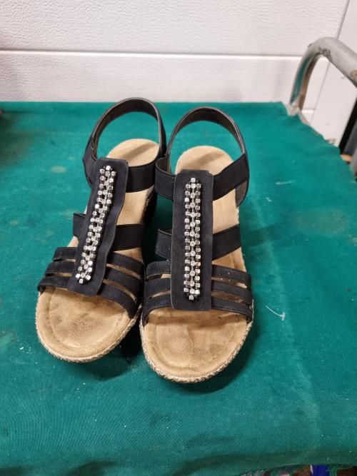 dames schoenen rieker zwart glitters mt 38, Ophalen of Verzenden, 'T Olde Gre-j, Info@toldegrej.nl, Endepoelstraat 20f Didam