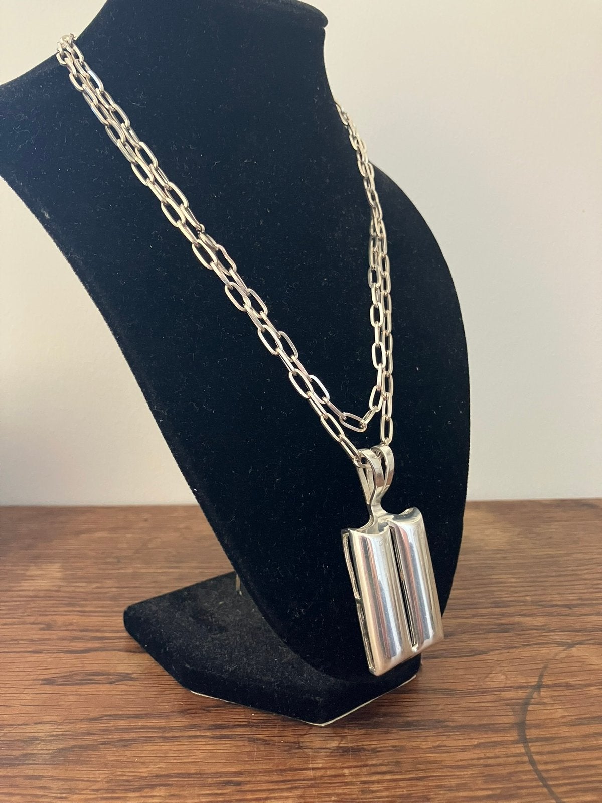 Tijdloos mooie hanger aan lange ketting, Ophalen of Verzenden, Zo goed als nieuw, Zilver