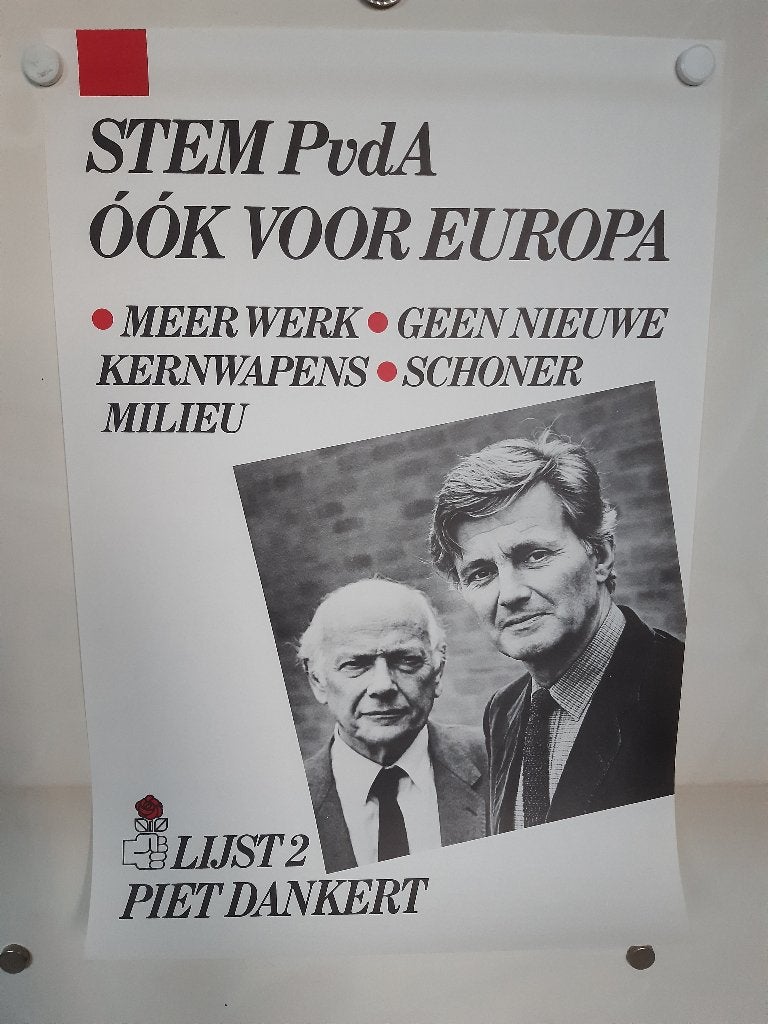 Originele poster Piet Dankert en Joop den Uyl PVDA, Verzenden, A1 t/m A3, Reclame, Rechthoekig Staand