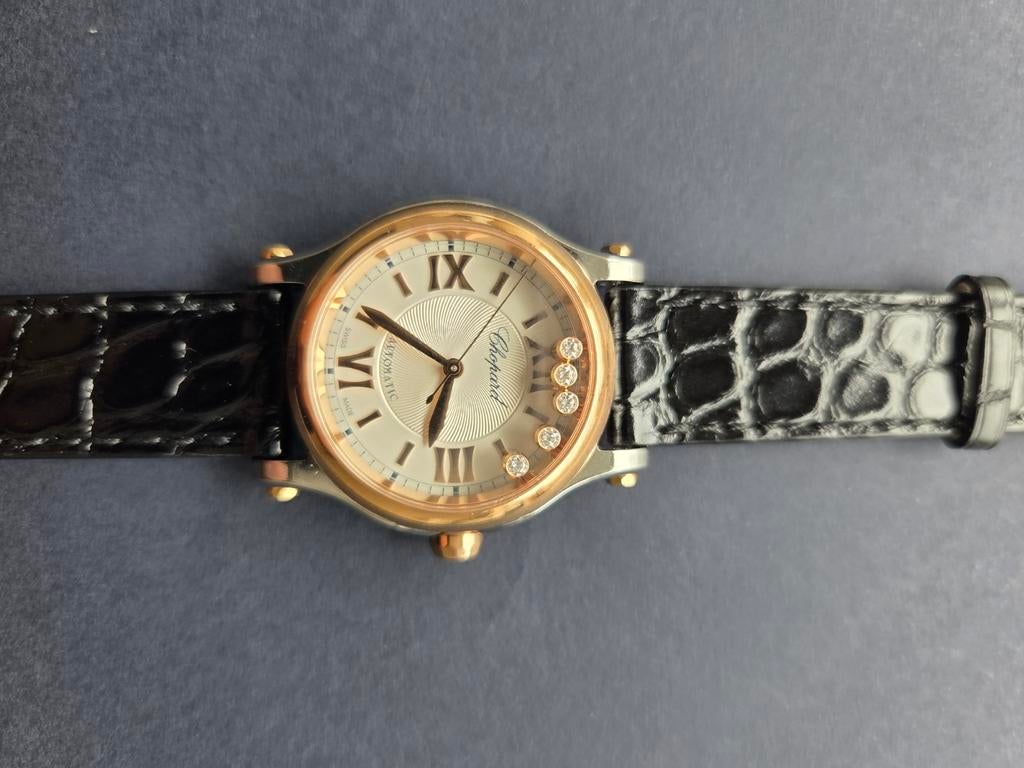 Chopard Happy Sport Horloge - Staal & Goud met Diamanten, Sieraden, Tassen en Uiterlijk, Horloges | Dames, Overige merken, Leer