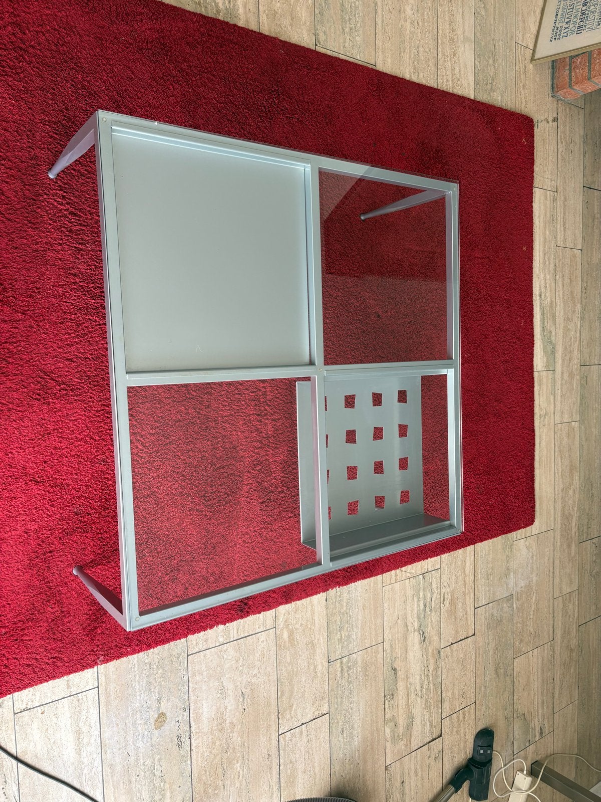 Gratis salontafel 100x100 cm met glas en metaal, Ophalen, Gebruikt, 100 tot 150 cm, Vierkant