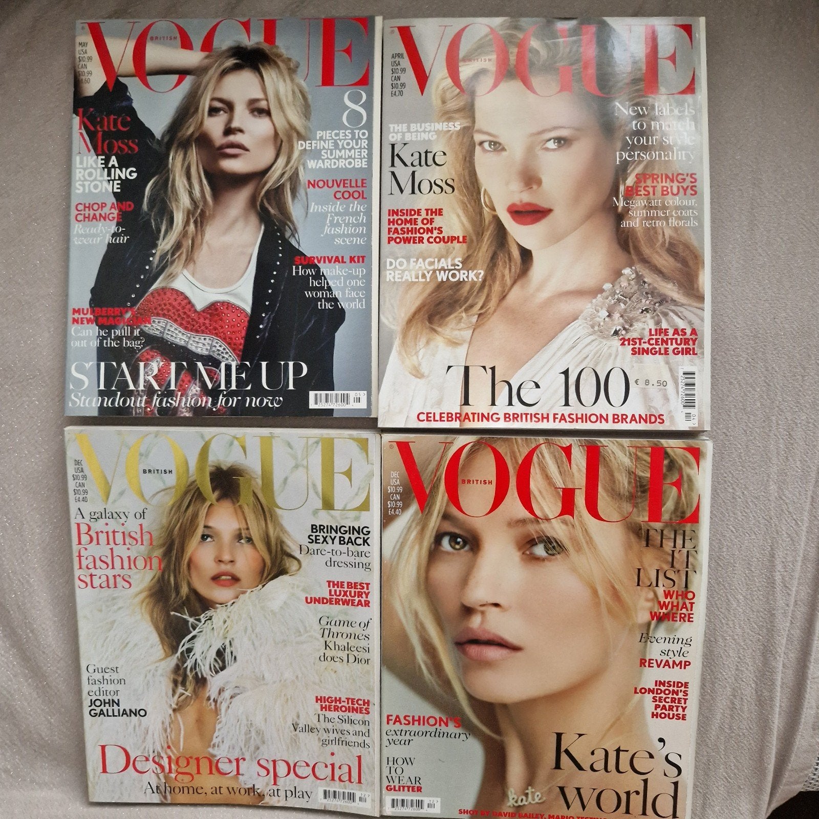 Set van 4 x British Vogue (Kate Moss), Boeken, Tijdschriften en Kranten, Ophalen of Verzenden