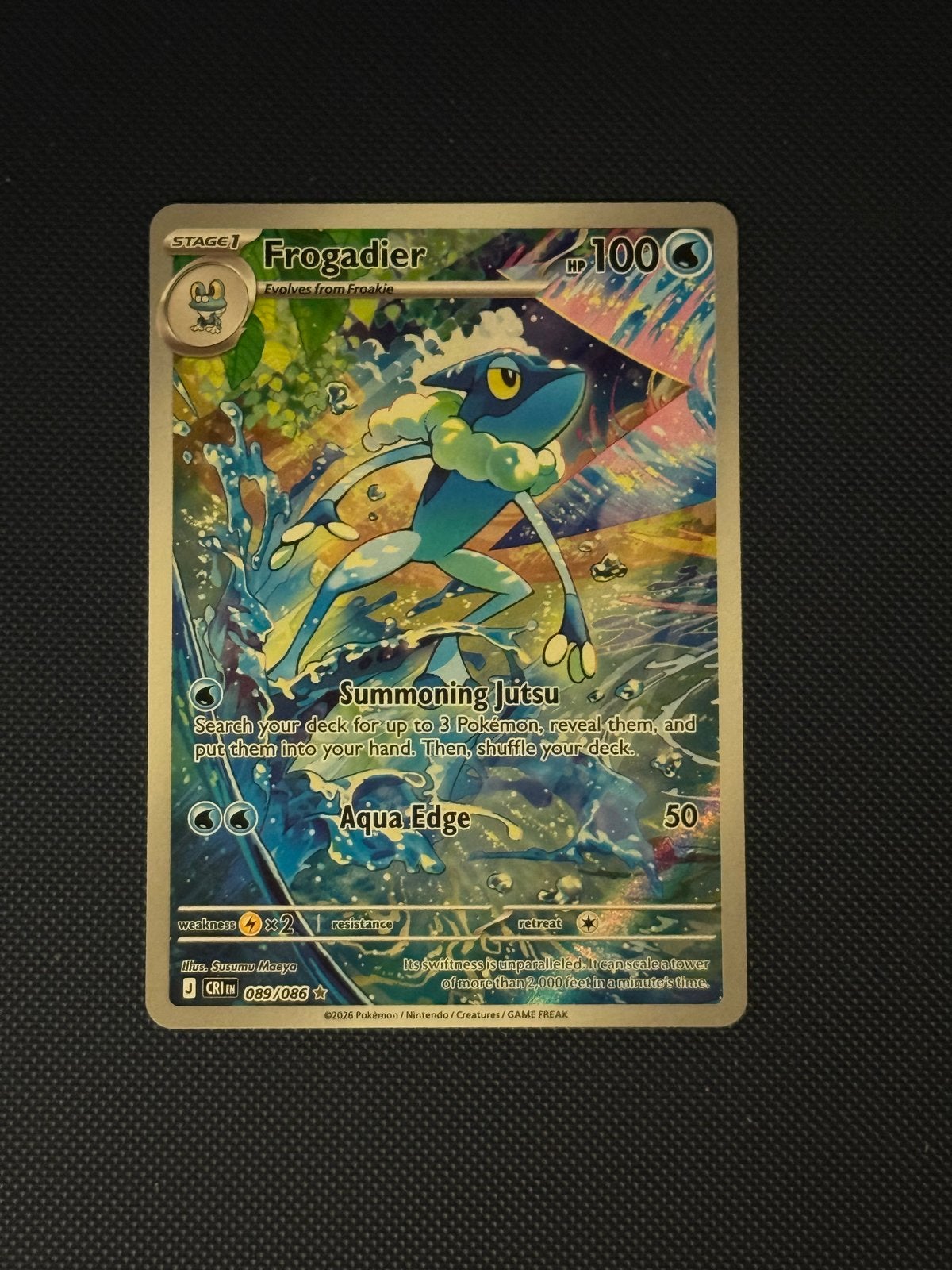 Frogadier 089/086 Illustratie Zeldzaam - Pokemon Kaart, Ophalen of Verzenden, Zo goed als nieuw, Losse kaart, Foil