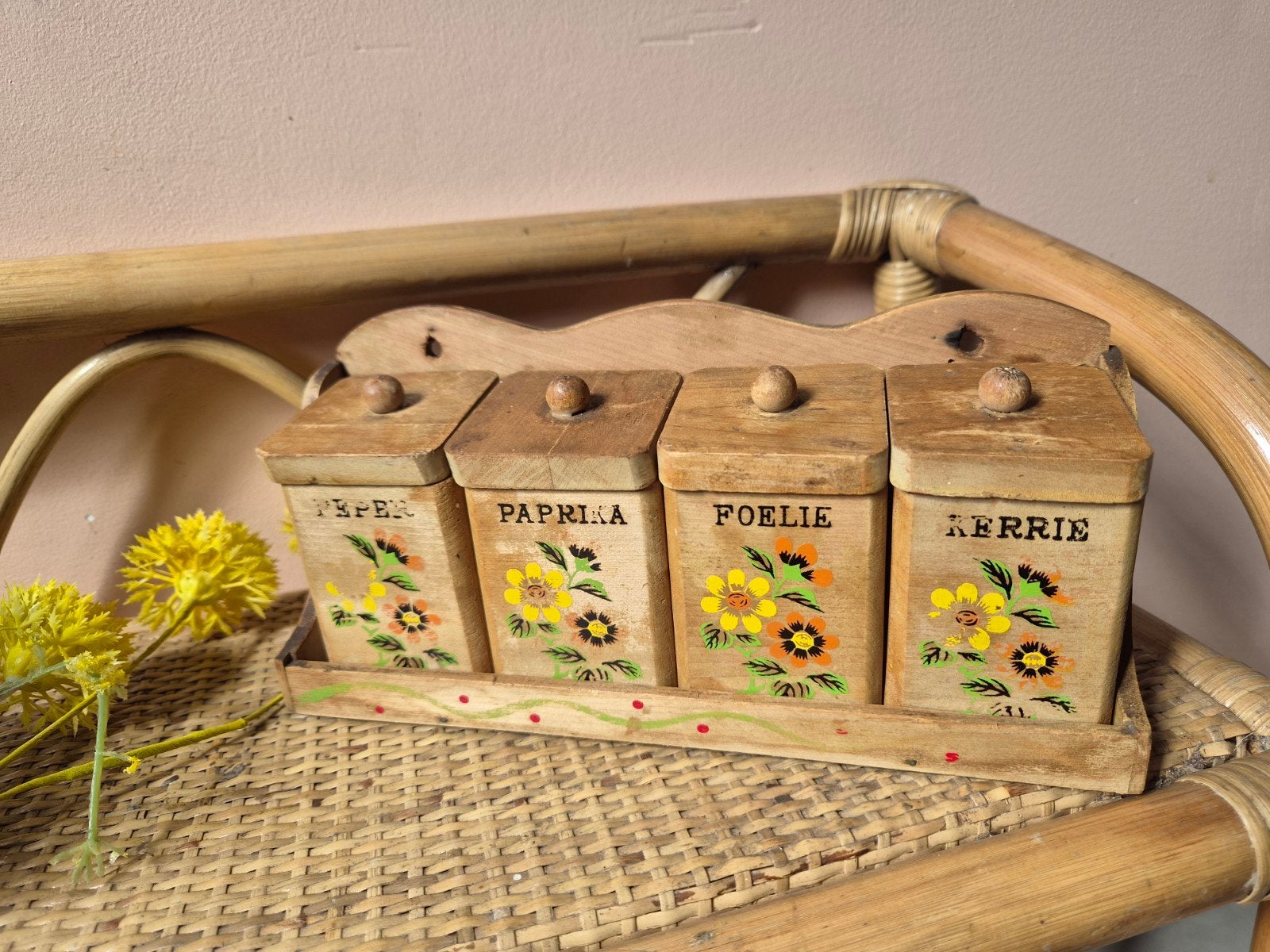 Vintage houten kruidenrekje, Verzamelen, Ophalen of Verzenden, Huis en Inrichting