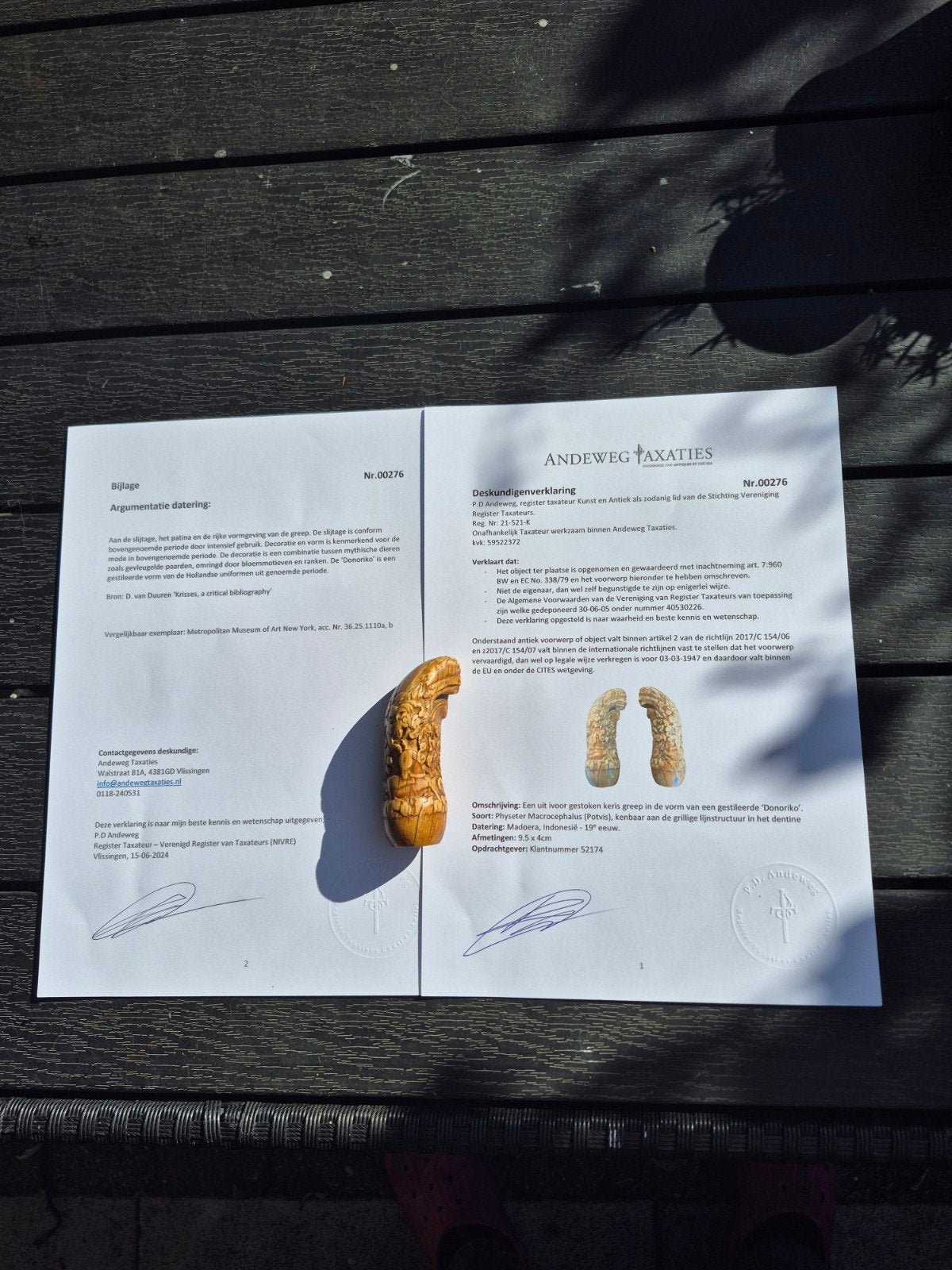 Madurese Keris Greep van Potvistand Ivoor met Certificaat, Antiek en Kunst, Ophalen of Verzenden