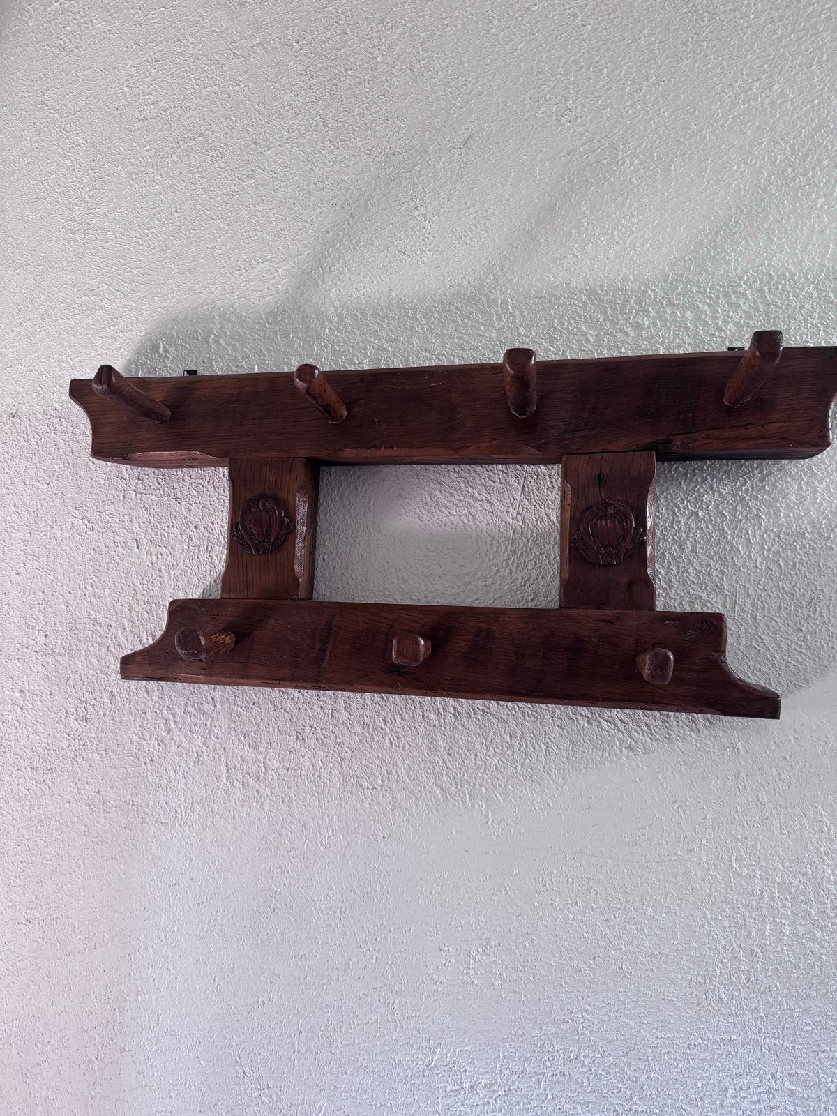 Vintage houten wandkapstok met 6 haken, Gebruikt, Minder dan 100 cm, Hout, Ophalen