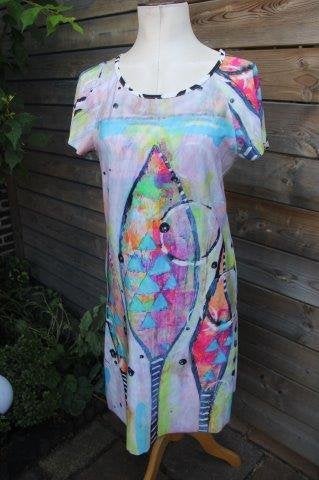 Jurk gekleurd Lizzy & Coco mt M 2 kanten draagbaar Vaste OPR, Kleding | Dames, Jurken, Maat 38/40 (M), Overige kleuren, Ophalen of Verzenden